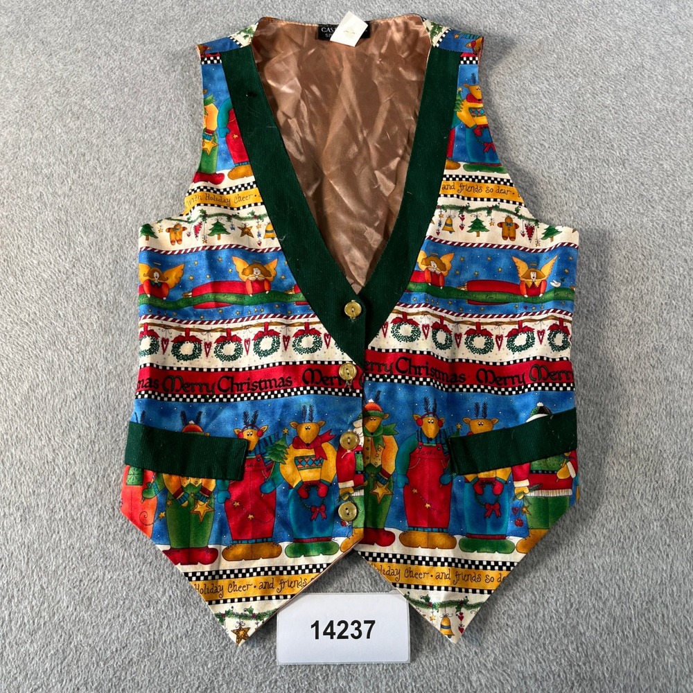 Vintage Castle Rock Sportswear Vest Womens Small Multicolor Cotton Christmas